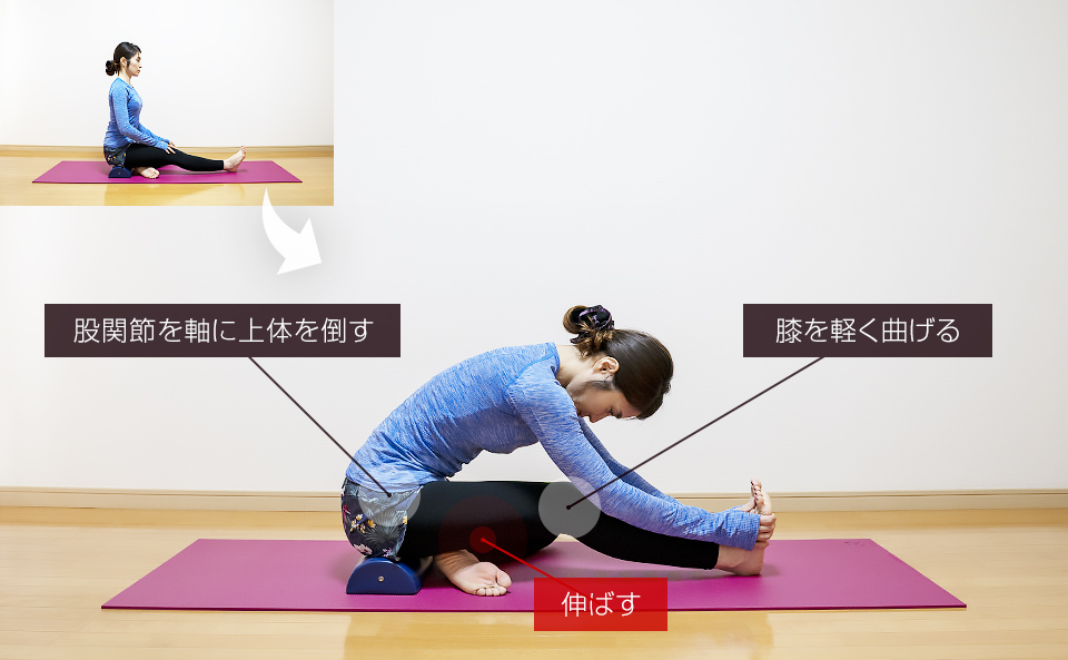ハーフポールで裏もものストレッチ2