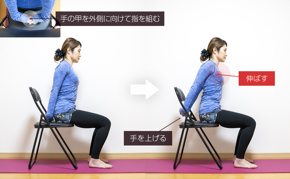 椅子に座ったままできる胸のストレッチ方法